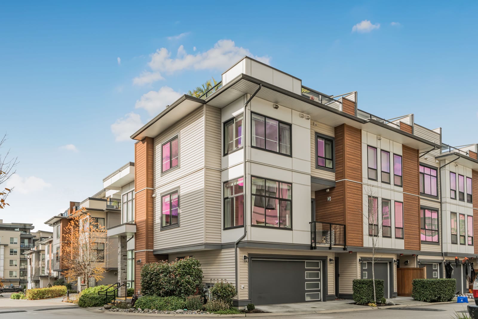 Modern three-storey townhome, corner unit, Metro Vancouver listing